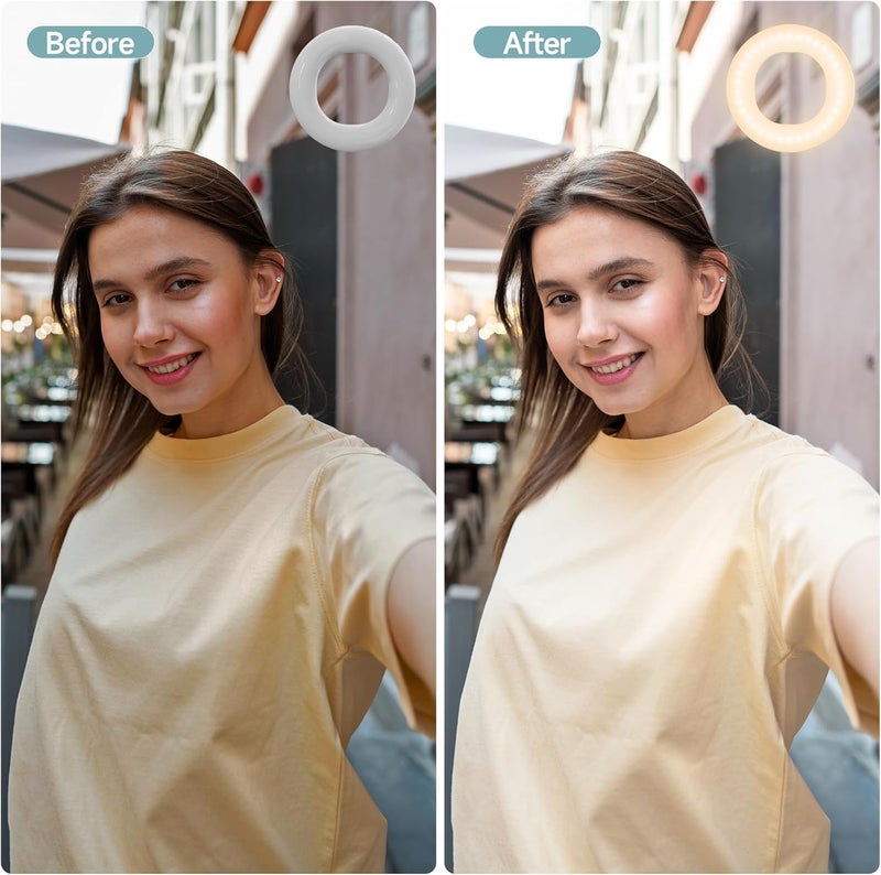 VOBRAMY Selfie Ring Light , Rechargeable Selfie Fill Light with Retaining Clip On, Video Conference Light for Phone, Laptop, Zoom Meeting, Make up - Image 4